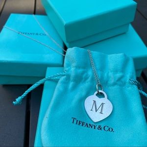 Tiffany alphabet heart tag letter “M” charm